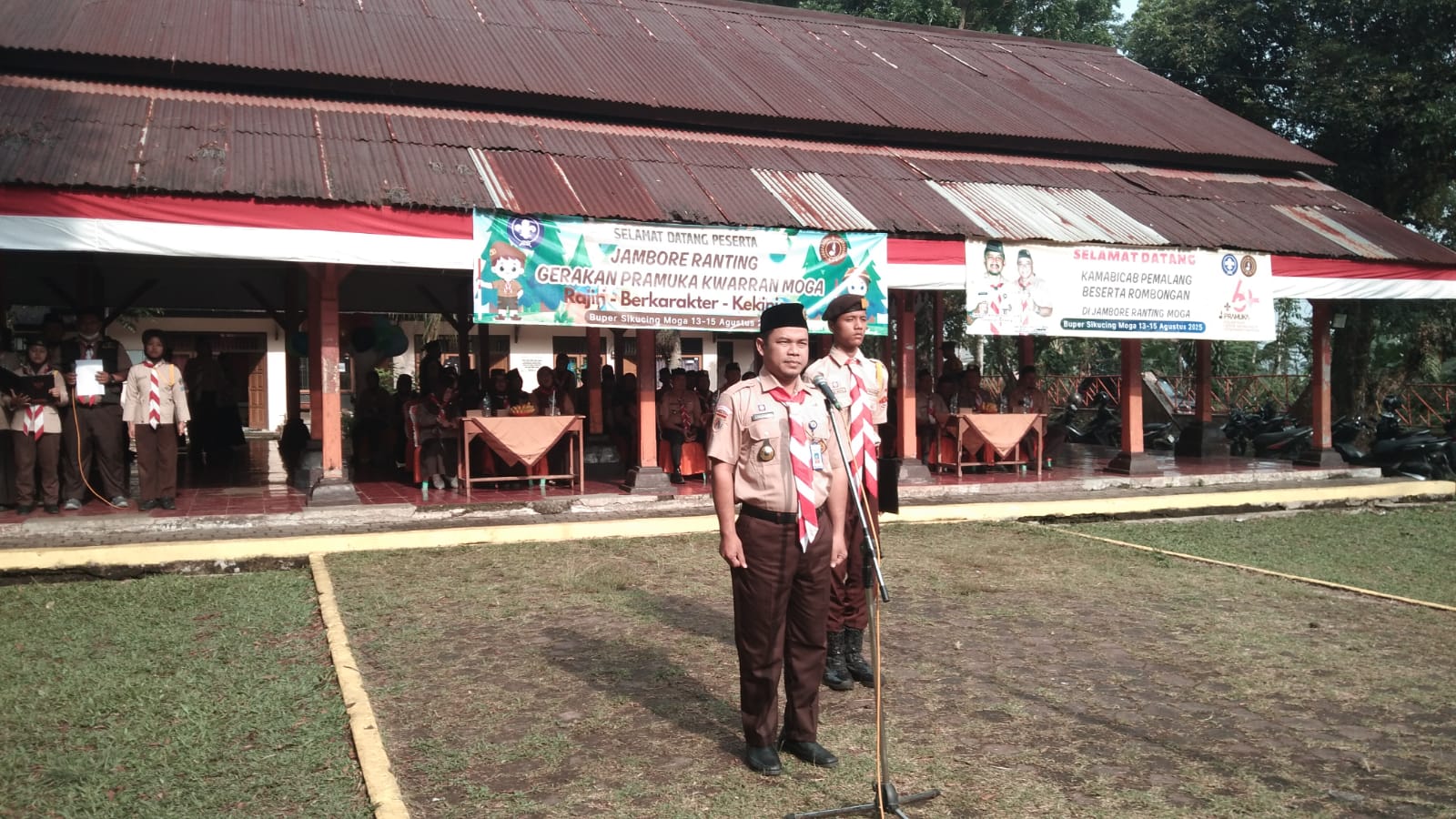 Kwarran Moga Gelar Upacara Hari Pramuka, Bupati Pemalang Lakukan Kunjungan di Buper Sikucing Moga